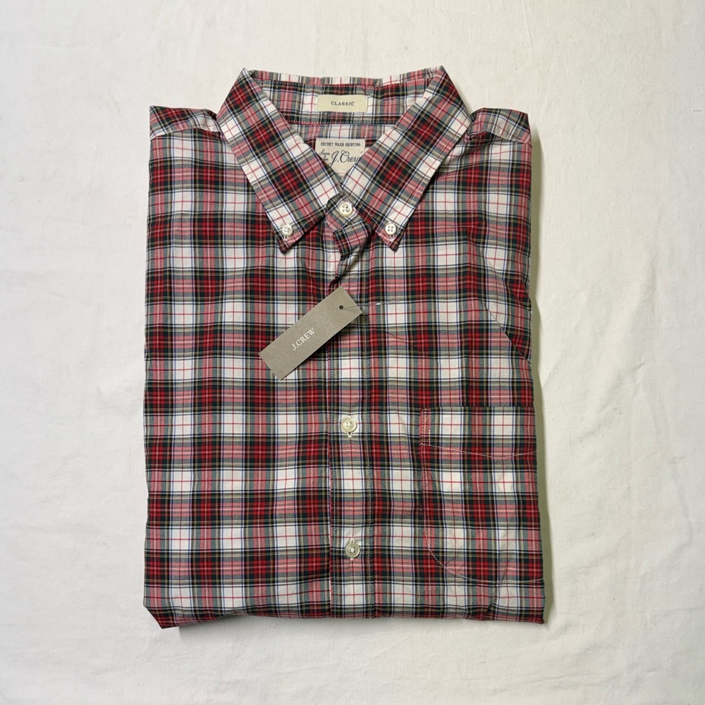 J Crew Button down  plaid shirt Mens size large classic fit long sleeve NWT